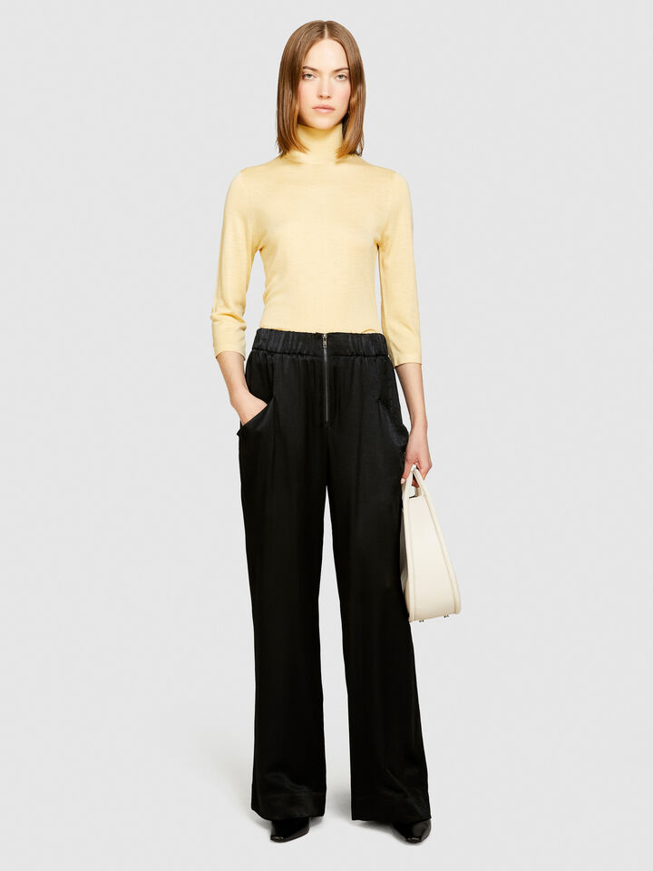 Turtleneck in silk blend - women's high neck sweaters - Yellow | Sisley image number 1